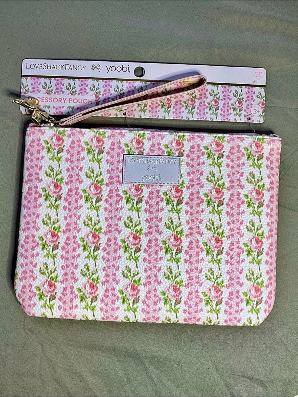 LoveShackFancy x yoobi Pink Floral Accessory Pouch